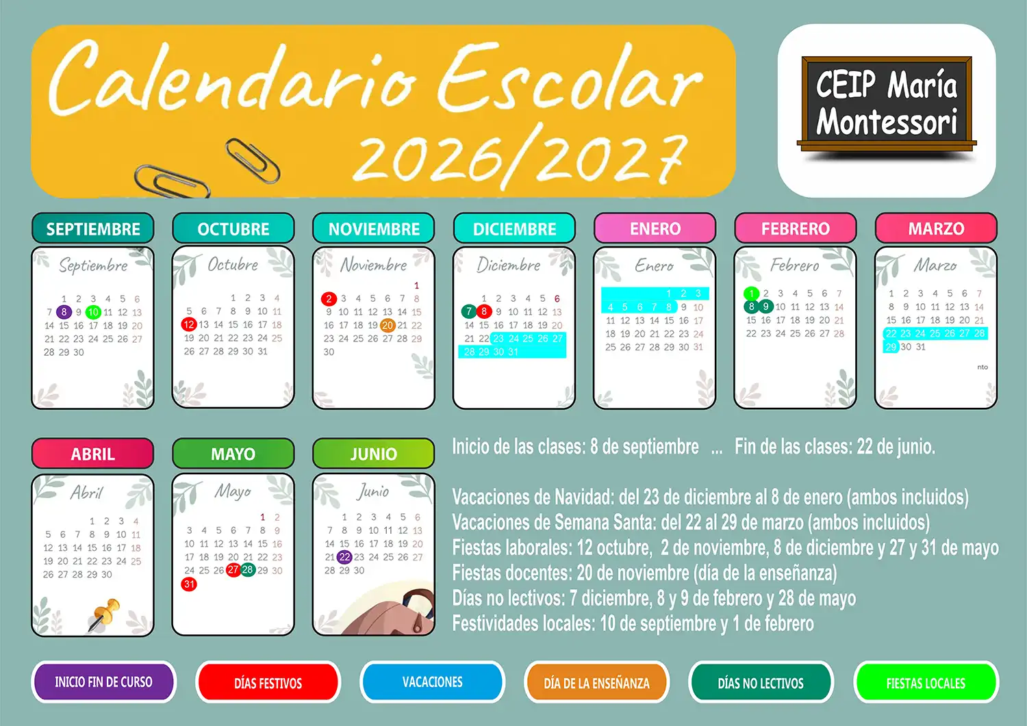 Calendario Escolar 2026-2027